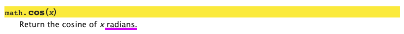 Documentação da função math.cos.
