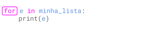 Comando 'for' sobre a lista 'minha_lista'