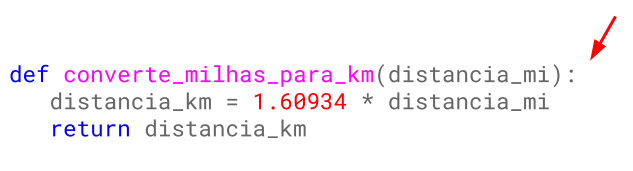 Dois pontos na função converte_milhas_para_km
