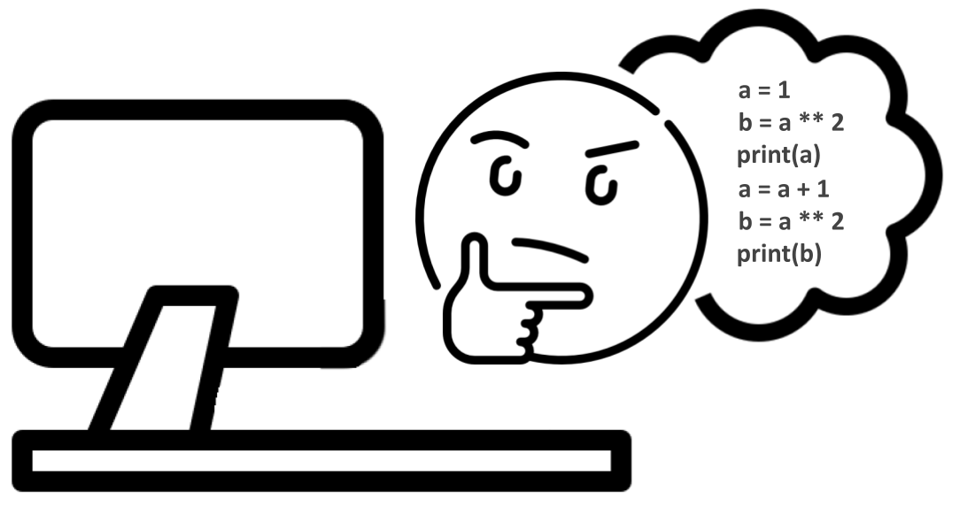 Emoji pensador analisando o código Python.