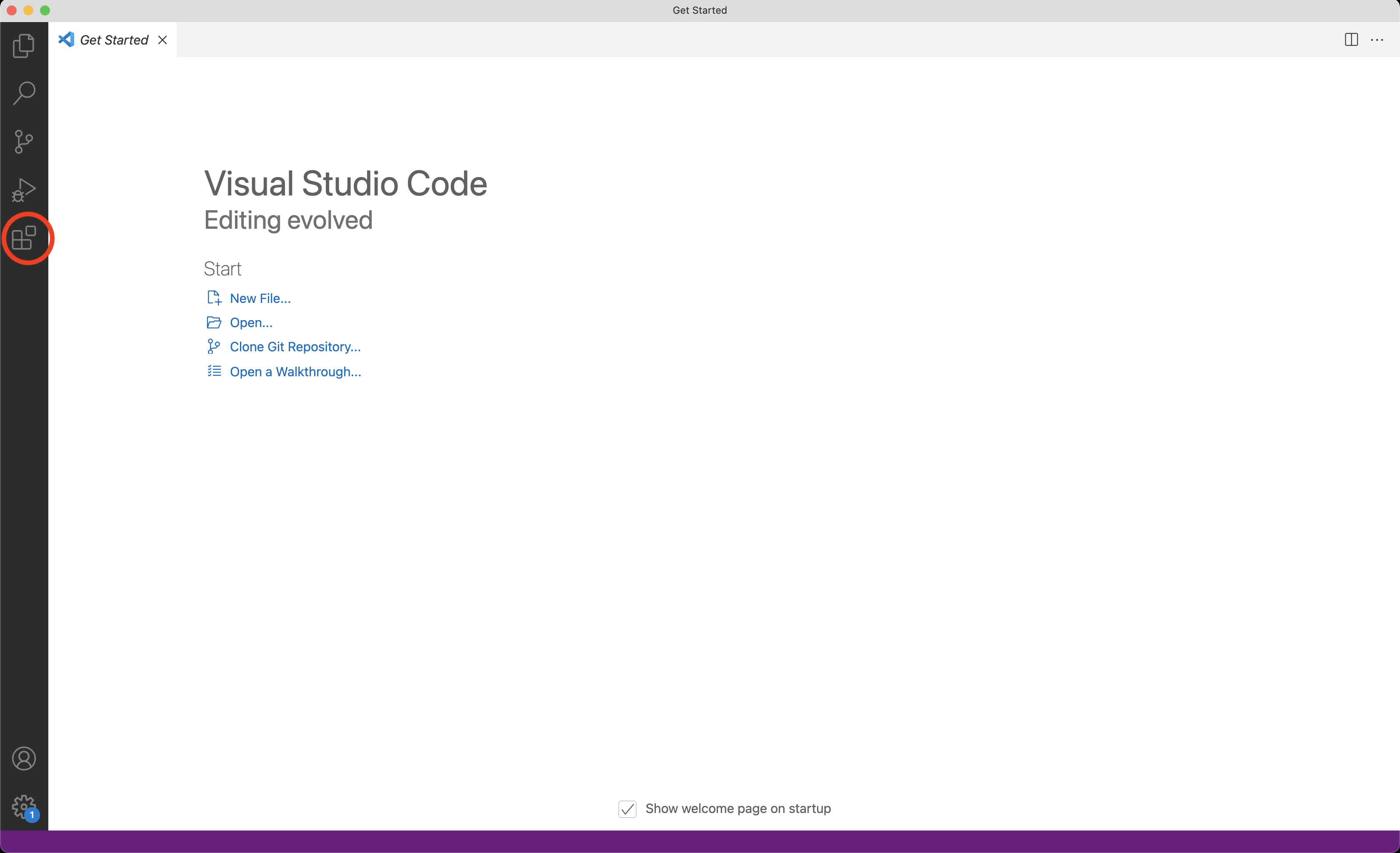 Abrir painel de extensões